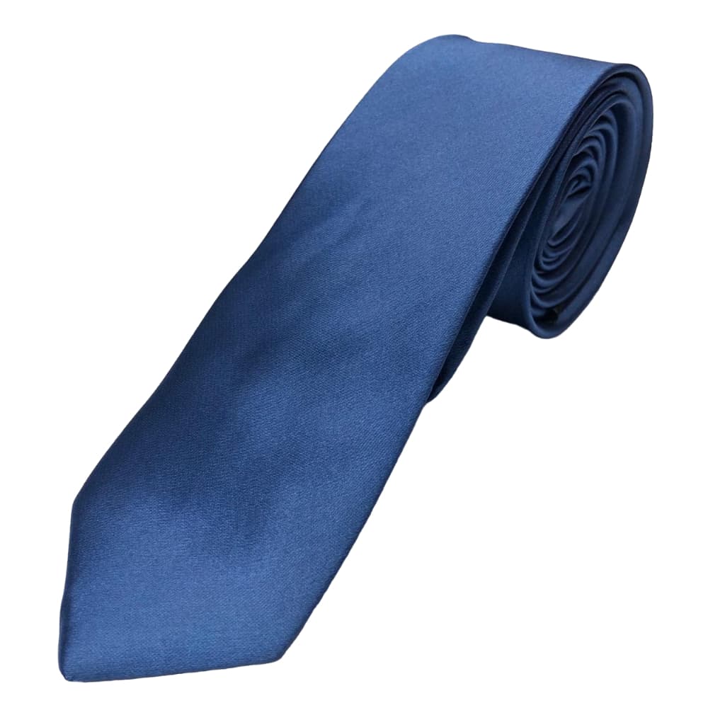 KIT COM 2 GRAVATAS AZUL MARINHO CETIM SLIM, CASAMENTO, CONGRESSO E EVENTOS