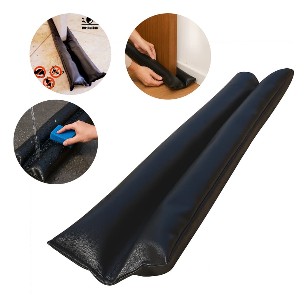 Protetor de porta rolinho veda fresta duplo ajustável impermeável anti ruido insetos poeira veda porta 80cm 90 70 100