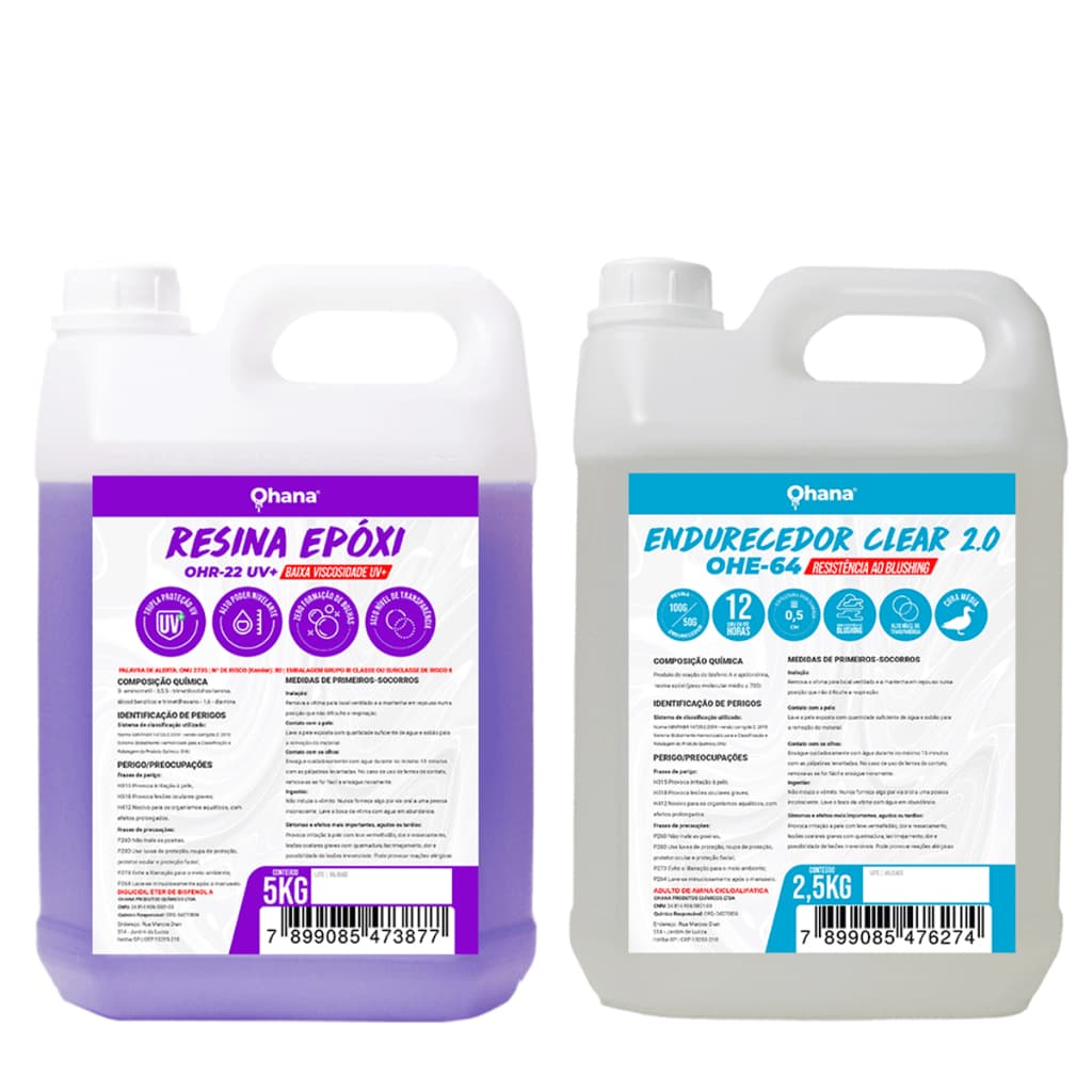 Resina Epóxi Sistema Clear 2.0 Baixa Viscosidade UV - Kit 7,5 Kg