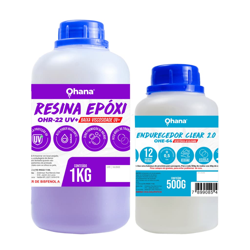 Resina Epóxi Sistema Clear 2.0 Baixa Viscosidade UV - Kit 1,5 Kg
