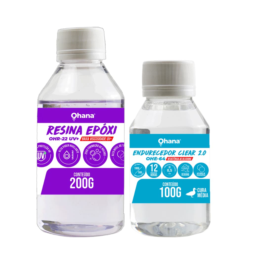 Resina Epóxi para Artesanato Sistema Clear 2.0 Baixa Viscosidade UV - Kit 300g