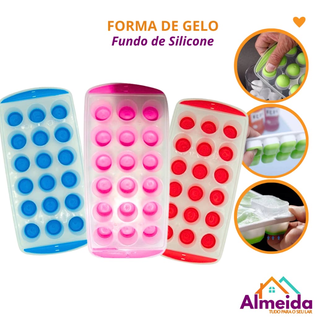 Forma de Gelo Retangular com Fundo em Silicone