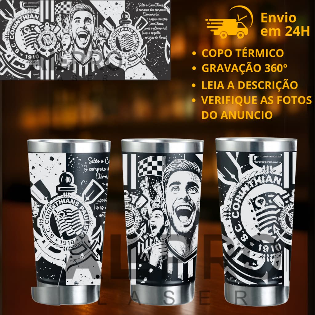 Copo Térmico Personalizado a Laser Gravação 360° Diversas Artes