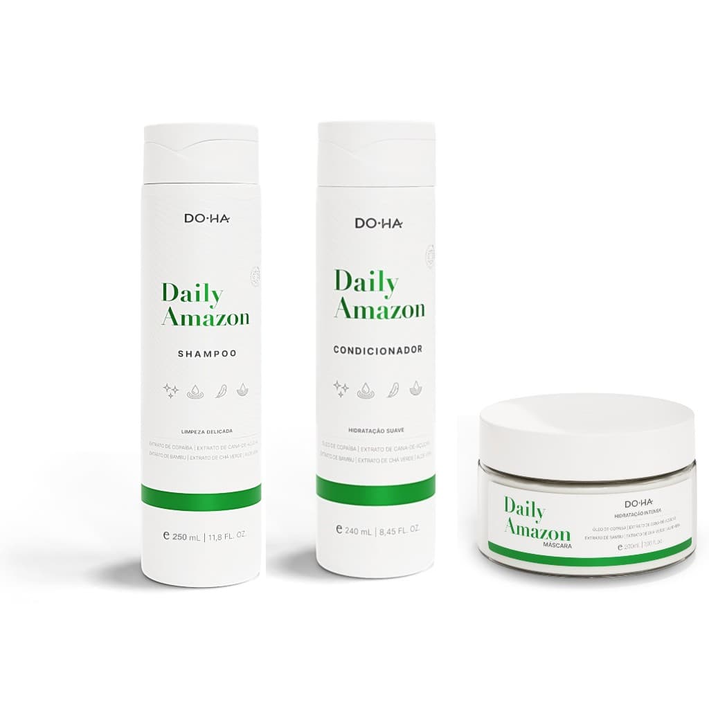 Kit daily Amazon copaíba doha shampoo condicionador máscara limpeza suave reconstrução capilar