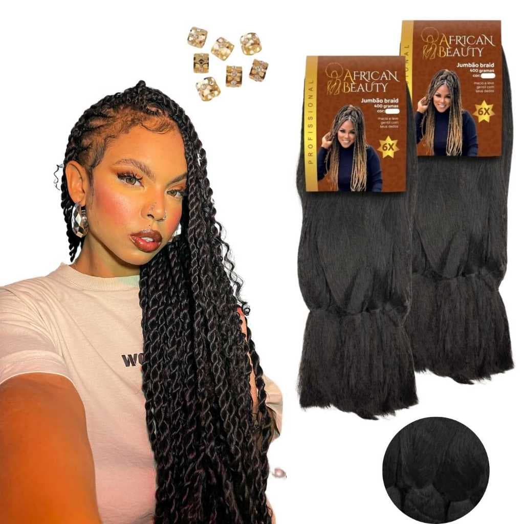 Kit 2 Jumbo African Beauty Jumbão, Box Braids, Tranças 400g Premium