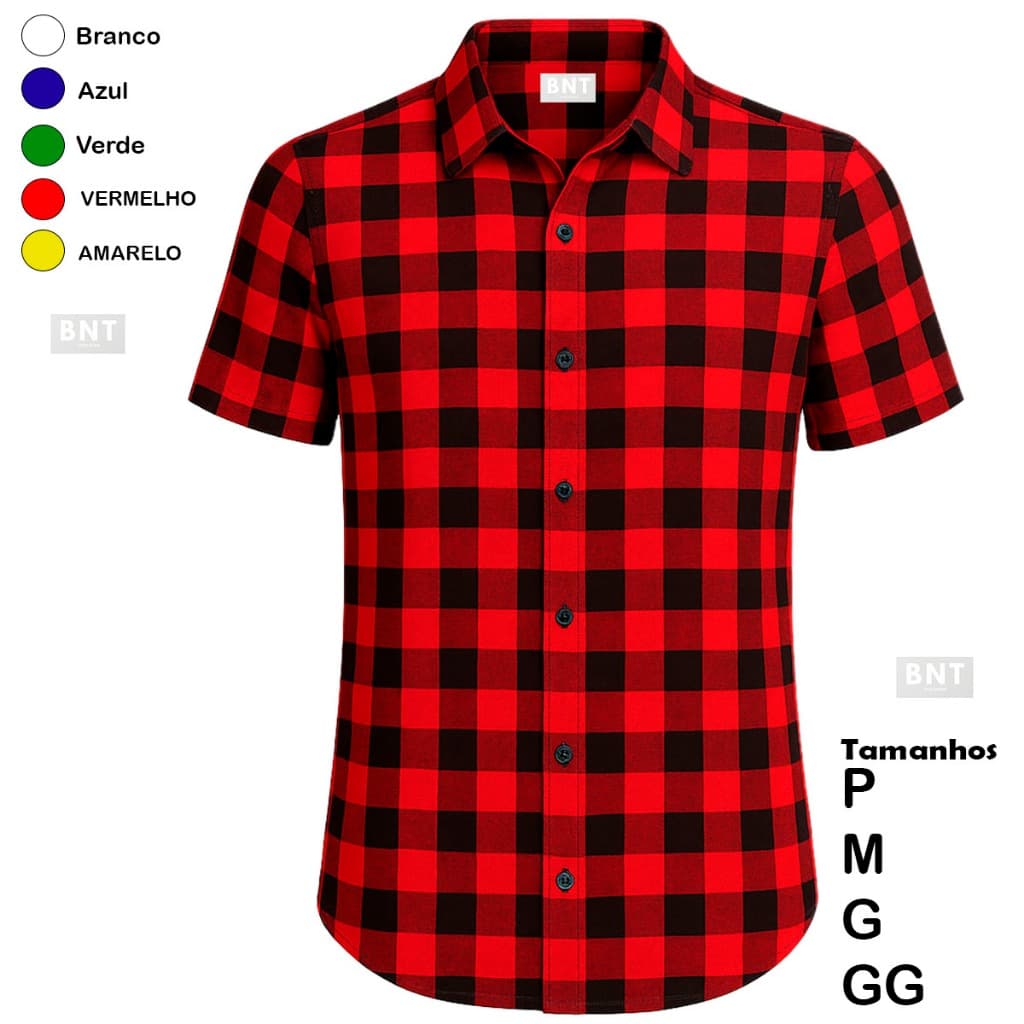 Camisa Xadrez Masculina Festa Junina – Manga Curta | Tecido Viscose Leve e Fresco Varias Cores