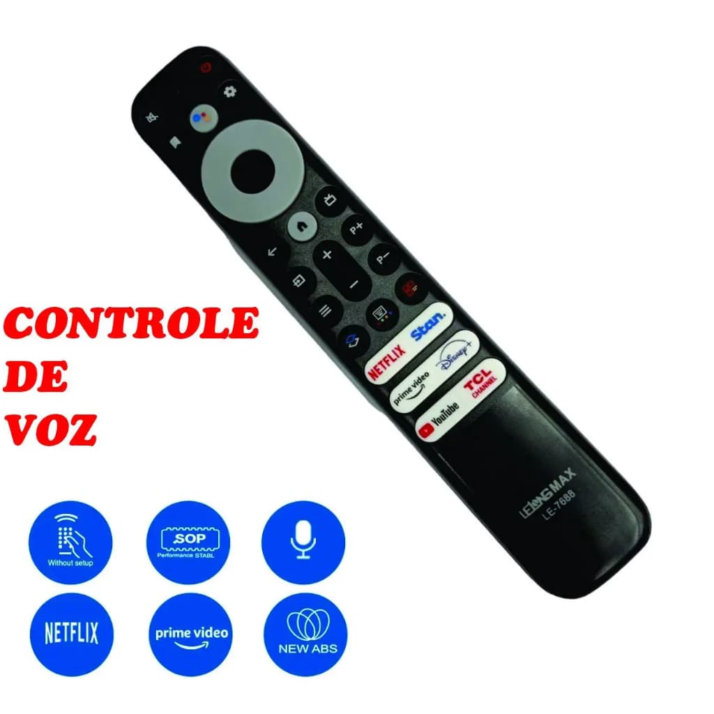 Controle Remoto Comptatível TV Smart LCD LED Com Comando de Voz