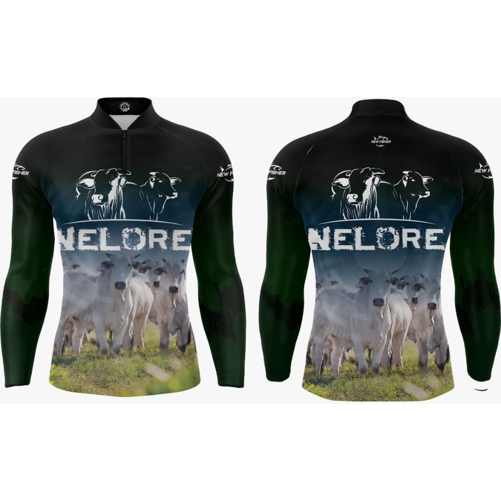 Camisa Camiseta de Pesca Agro NELORE Gola Zíper Proteção Solar UV New Fisher - NF45