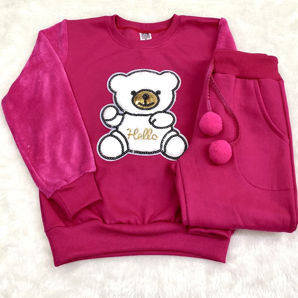 CONJUNTO MOLETOM MENINA MANGA PELINHO 2024
