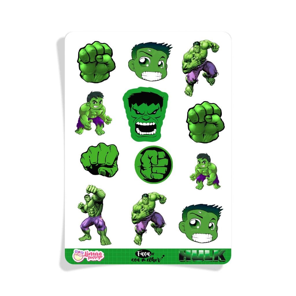 Hulk  - Cartela de adesivos em VINIL