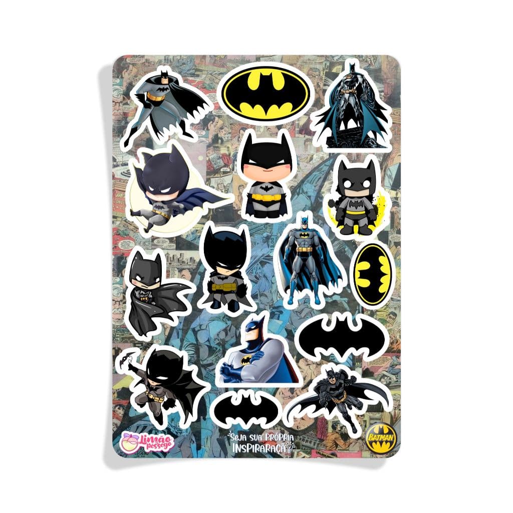 Batman Cartela de adesivos vinil  liga da justiça