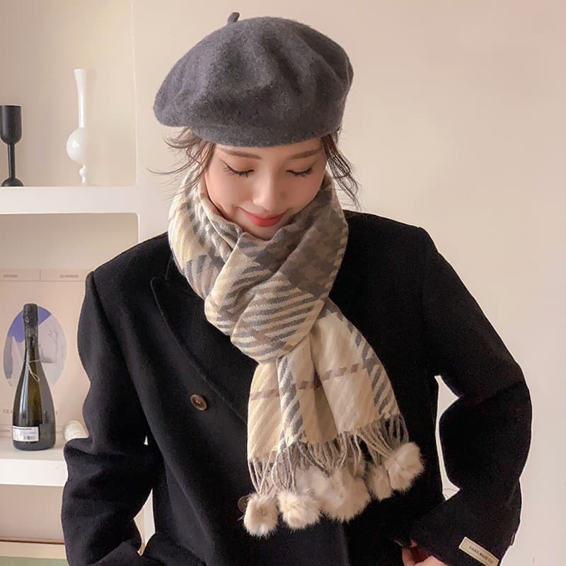 NOVA 2025 Anti-Pilling Cachecol Feminino Com Pompom Cachecol Grosso De Inverno