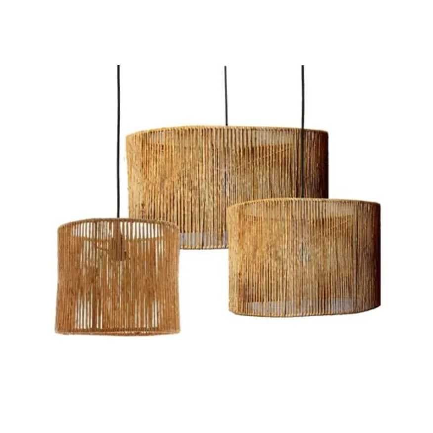 Luminária Lustre Pendente Rústico P -  22 X 17 cm  em Palha de Sisal - sem fiação