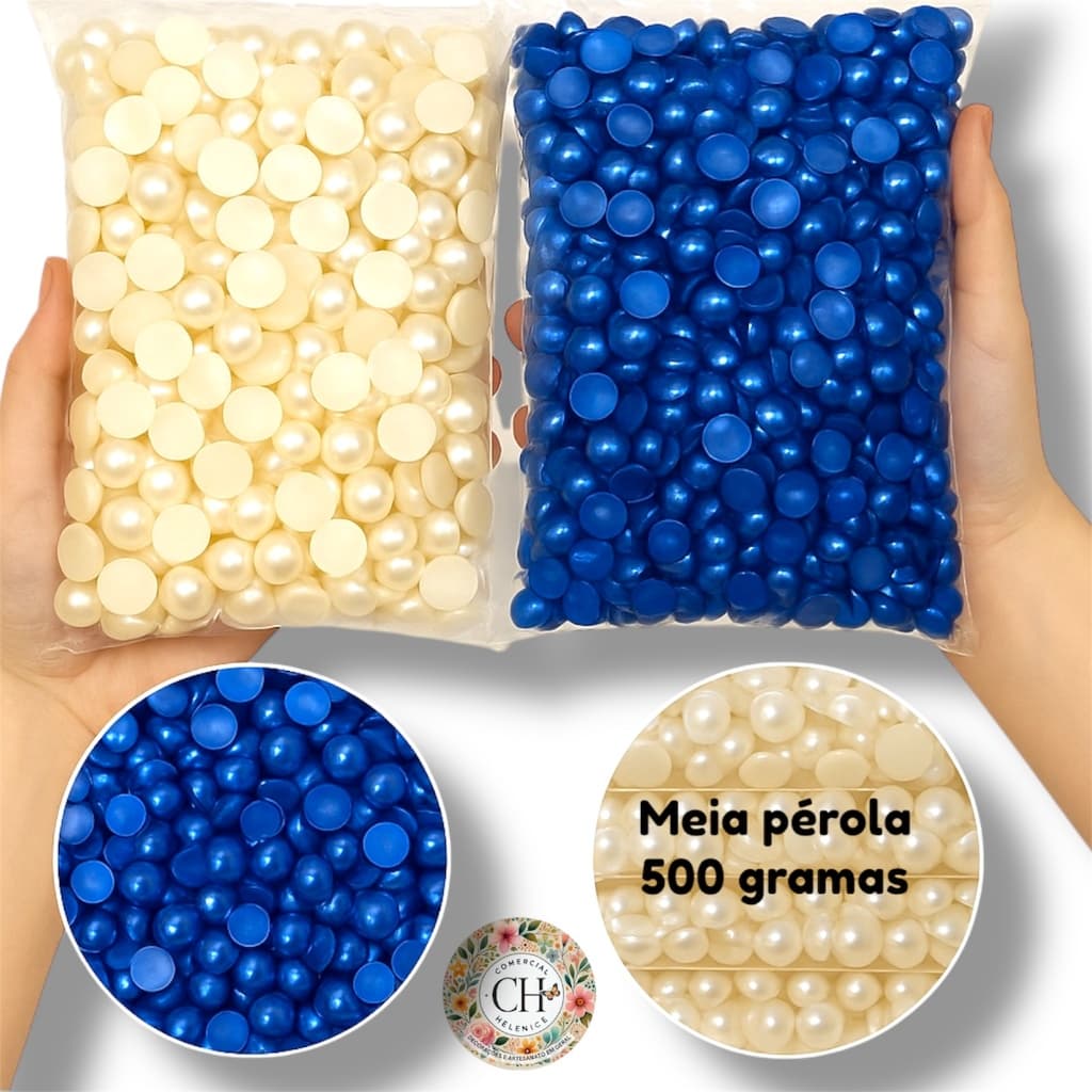 Meia Pérola ABS 8/10/12/14mm - 500g - Azul/creme/branco
