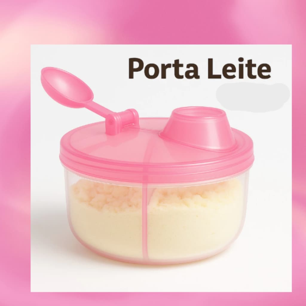 Porta Leite Em Pó Com 3 Divisórias Rosa - Cefisa
