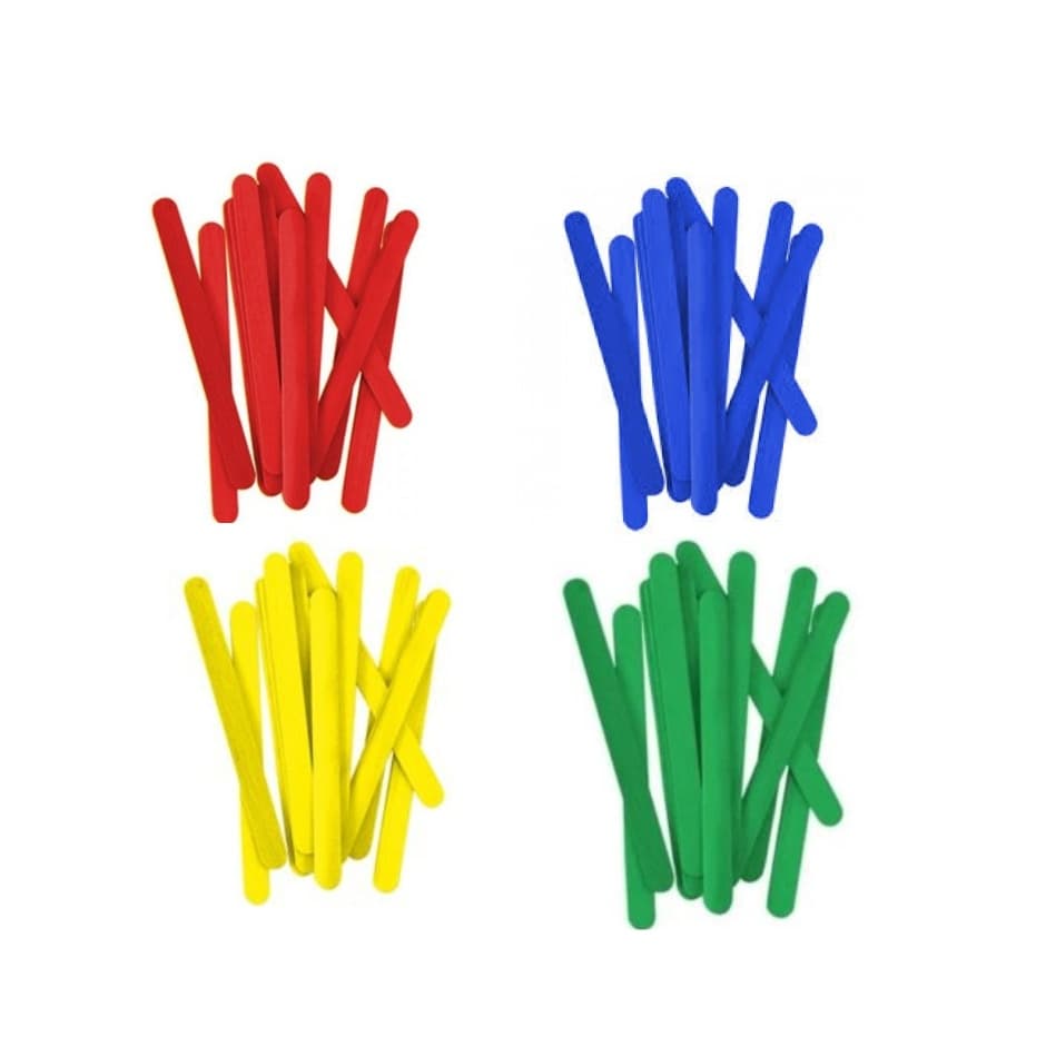 Palito de Sorvete Colorido com 100 Unidades Sortidas Kaz