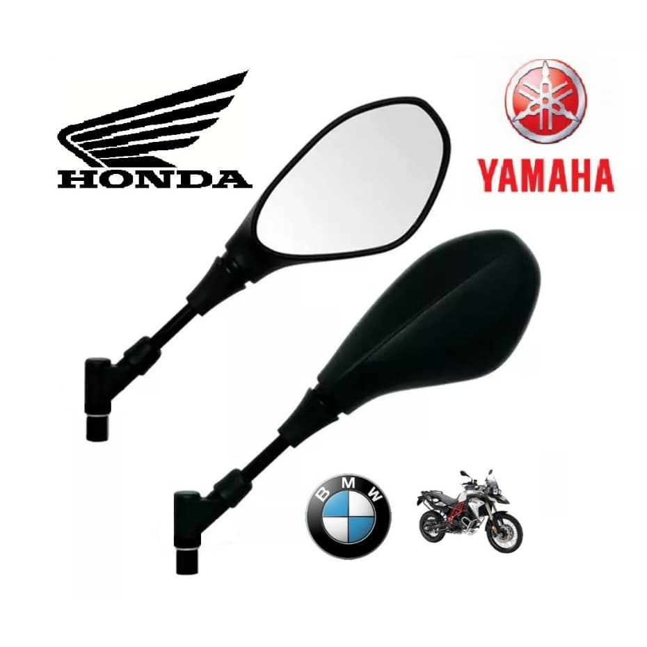 Retrovisor Moto Bmw Gs F800 Articulado Giro 360 Rosca Honda e Yamaha Haste Longa Normal Par Novo