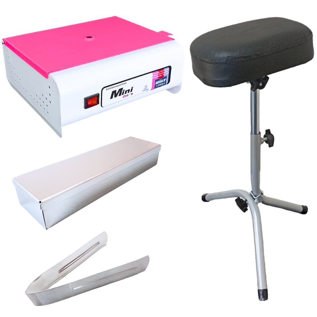 Kit Estufa Esterilizadora Manicure Mini Colors Odontécnica com Estojo Pegador + Apoio De Pé Pedicure