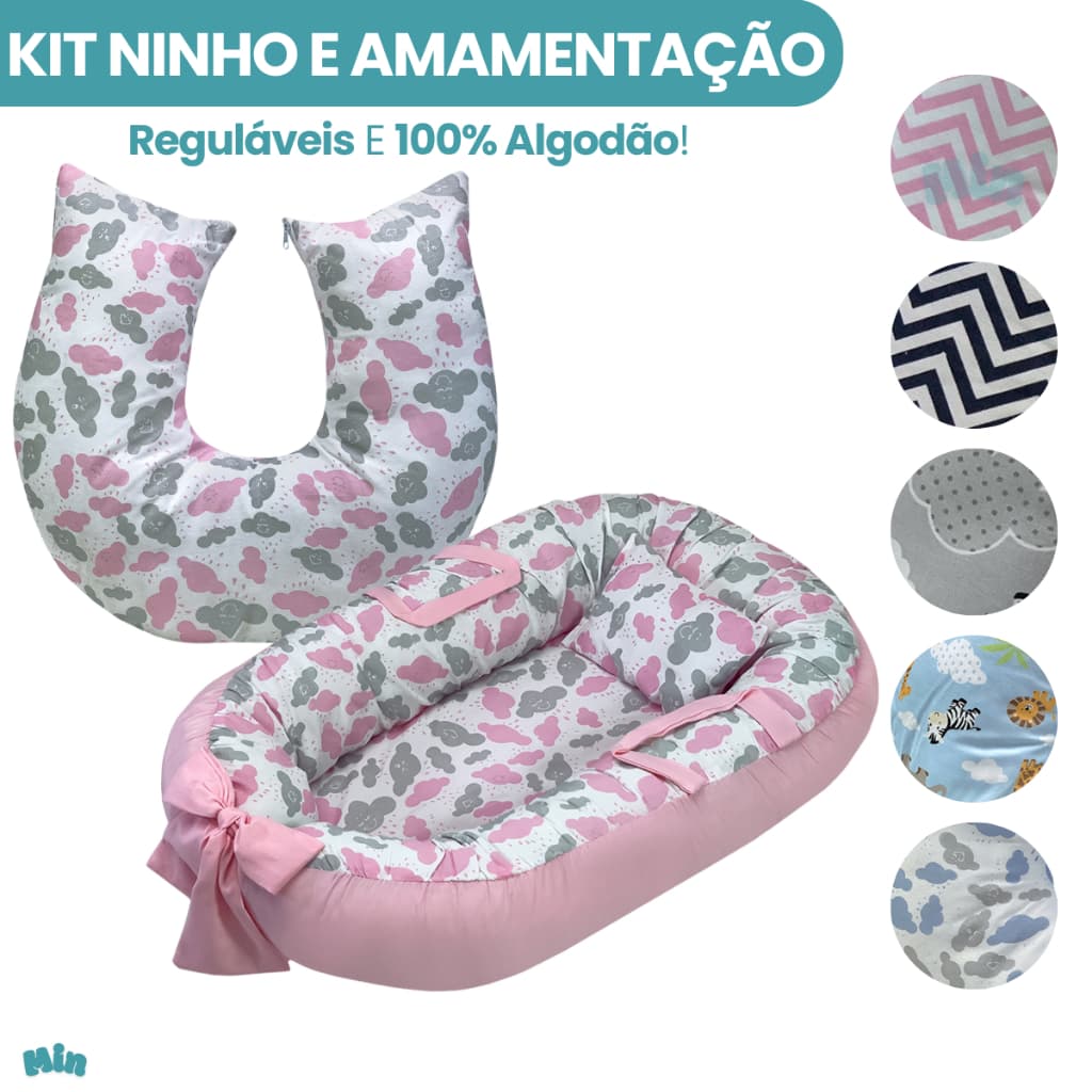 Ninho Redutor De Berço Para Bebê Com Laço E Zíper Almofada Amamentacao Travesseiro Para Gravida