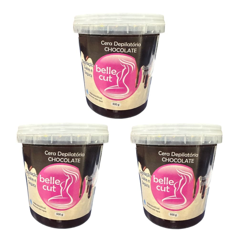 Kit 3 Cera Depilatória Quente 600g Belle Cut  Hidrossoluvel Escolha o Seu