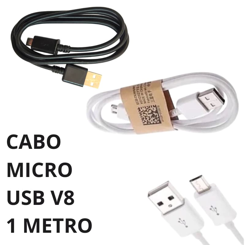 Cabo V8 CBV81M Micro USB para Dados ou Carregamento 1 metro Compatível com celulares Samsung Motorola LGs