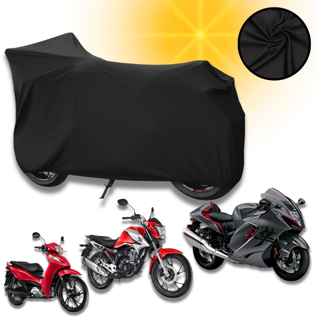Capa Cobrir Moto Em Tecido Helanca Lycra Contra Sol Raios Uv Poeira Riscos P M G