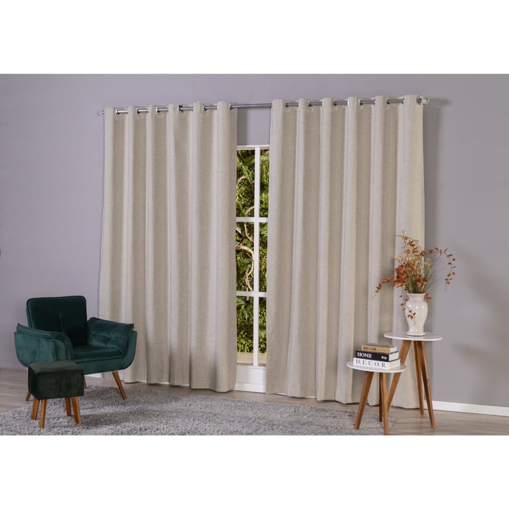 Cortina Linho 100% Blackout Para Sala Quarto 8,00 x 2,50 / 2,80