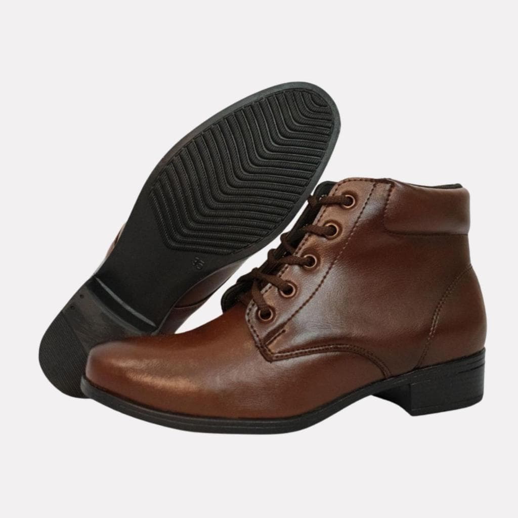 Bota cano baixo feminina lisa com cadarço classica social casual tradicional de amarrar corfortável