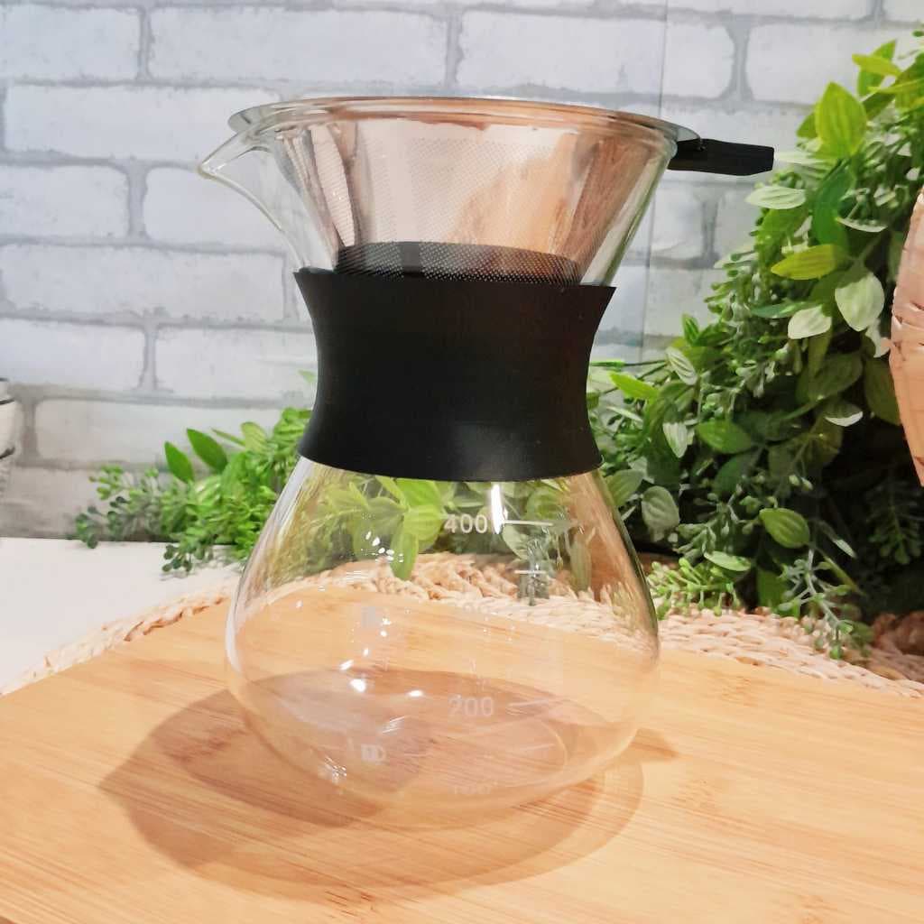 Cafeteira de Vidro borossilicato Manual Passador de Café com Filtro Inox Café