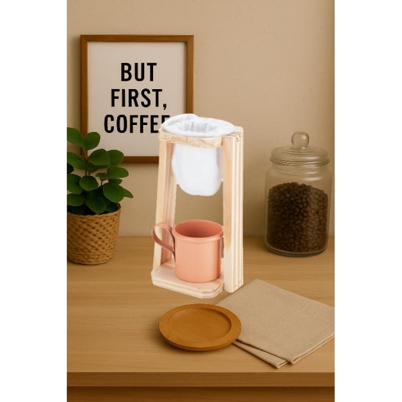 Coador de Café Individual Com Suporte De Madeira