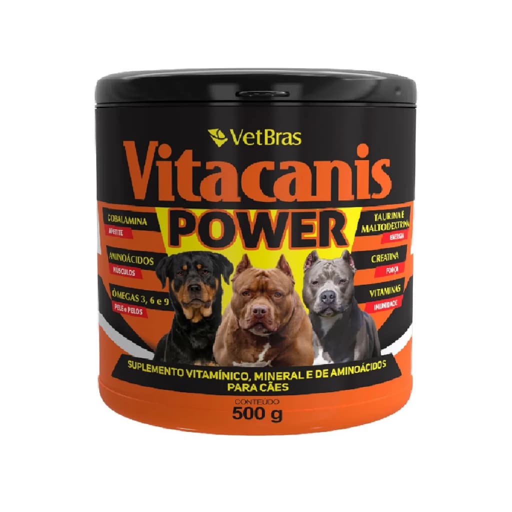 Vitacanis Power 500g Suplemento Vitaminico Ganho Massa Muscular Cães