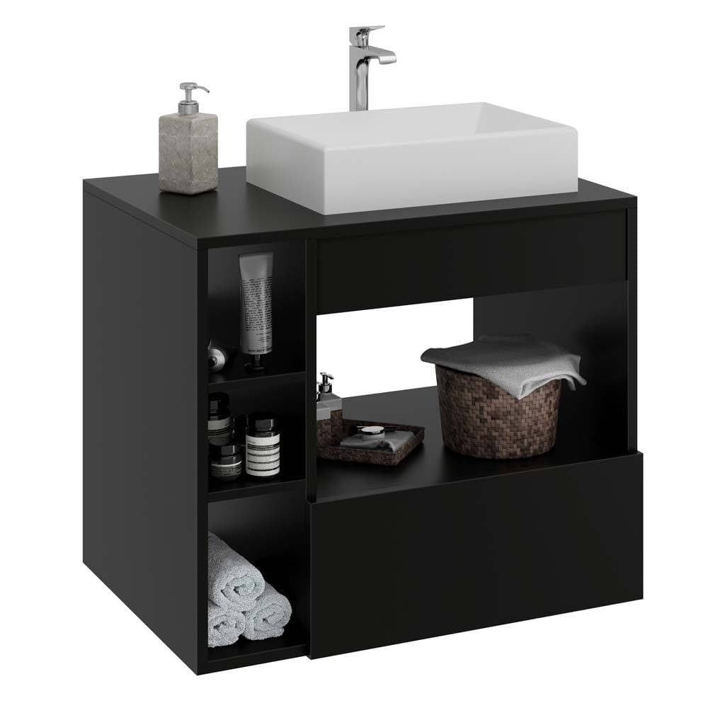Armário Gabinete para Banheiro com Cuba Paris Preto