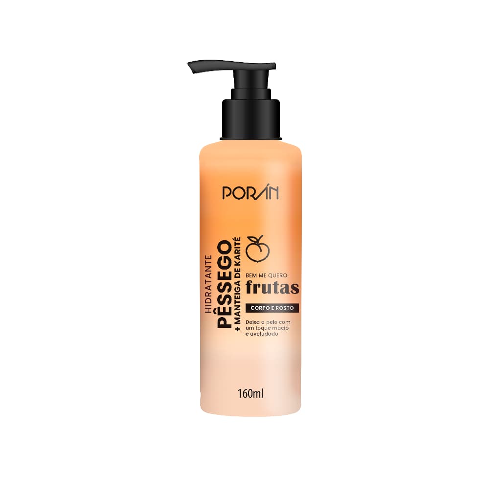 HIDRATANTE CORPORAL PESSEGO E KARITE PUMP 160ML PELE MACIA E SAUDAVEL - PORAN