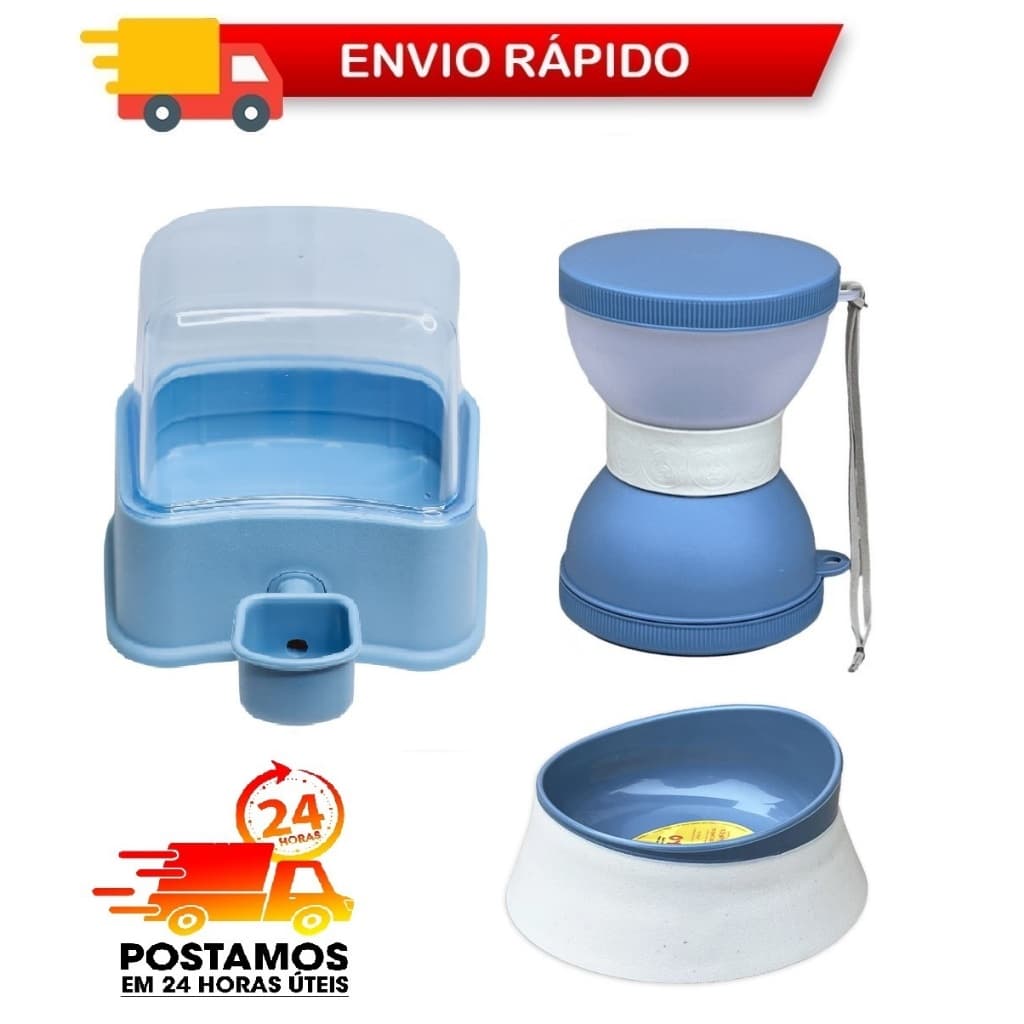 BEBEDOURO PETLON com lancheira pet e comedouro 320 ml  Cães Pet Pelos Longos com Filtro