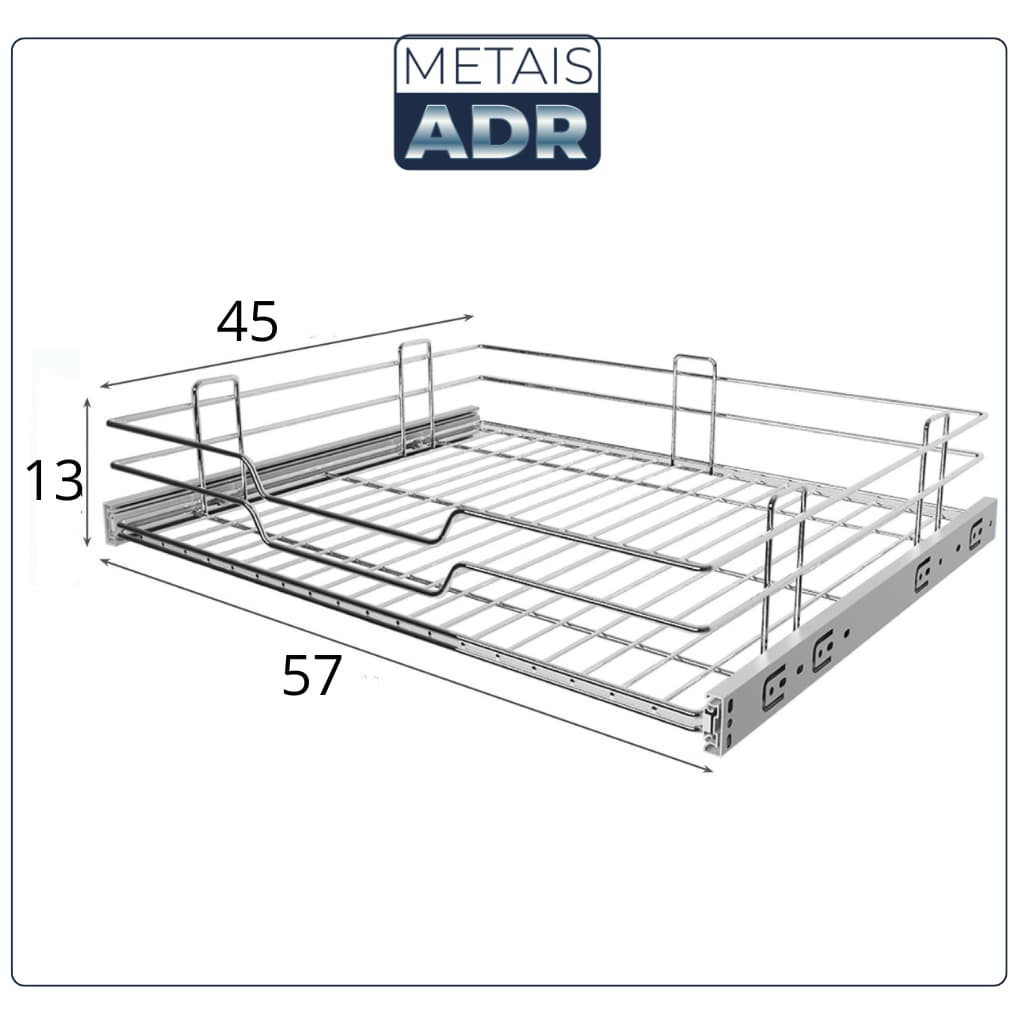 Gaveta Fruteira 570mm Aramada Cromada Para Módulo 60cm
