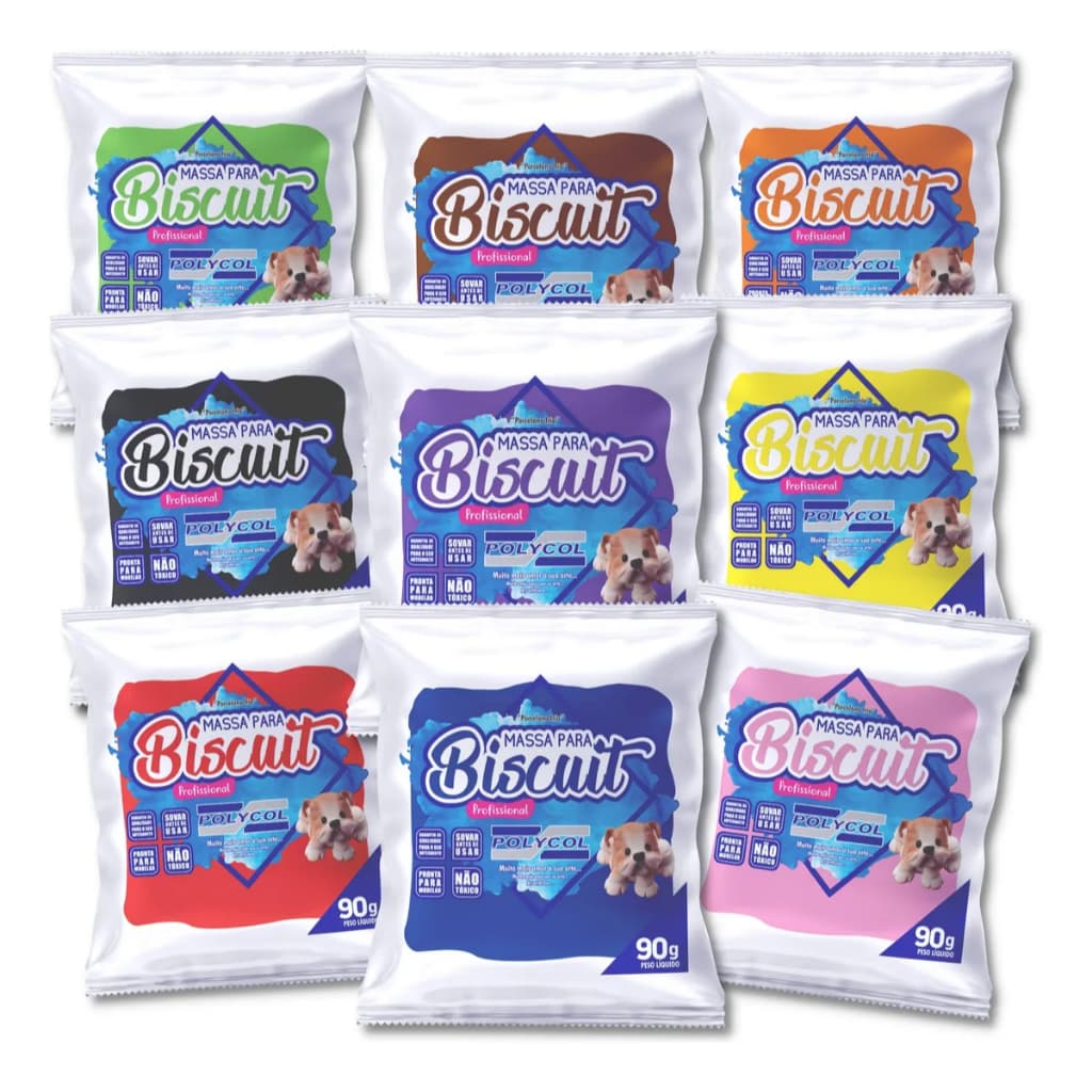 Kits Massa de Biscuit Polycol 90g (PODE ESCOLHER AS CORES NO CHAT)