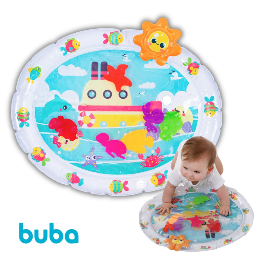Tapete De Atividades Água Inflável Sensorial Tummy Time Buba