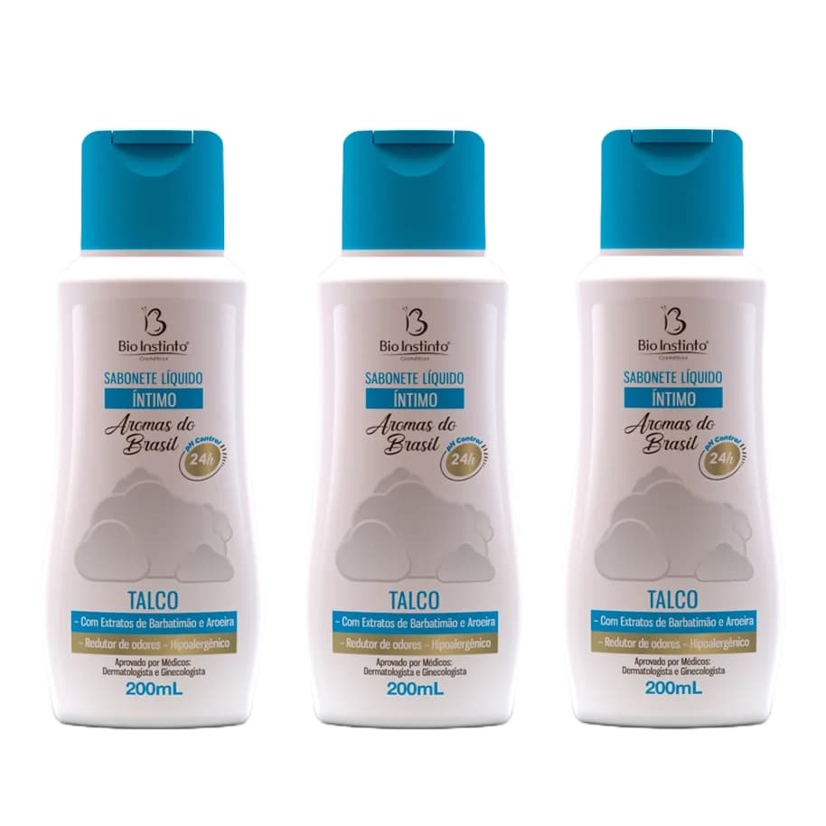Kit 3un Sabonete Íntimo Talco 200ml - Bio Instinto