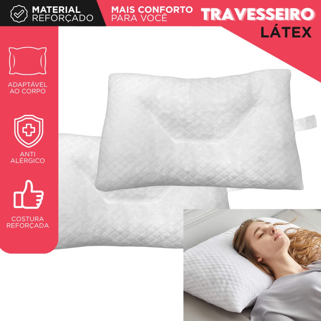 Travesseiro Látex Premium Ortopédico | Antiácaro, Costura Reforçada | Suporte Cervical - SHEFA