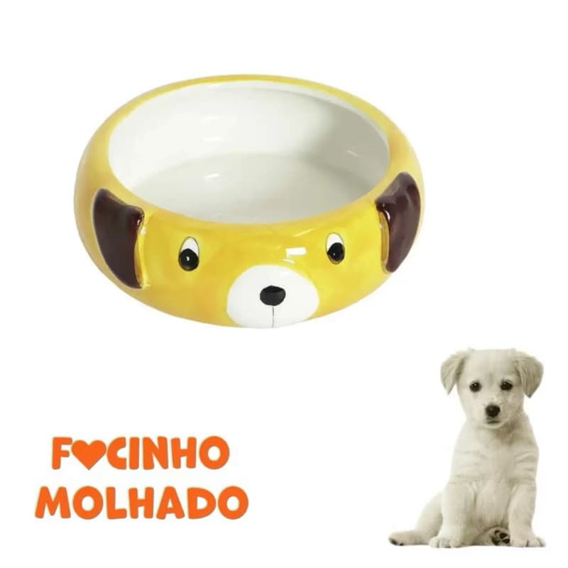 Comedouro Porcelana Para Cães Dog Face Pet Porcelana Modelo Cachorrinho 500ml Tamanho Médio
