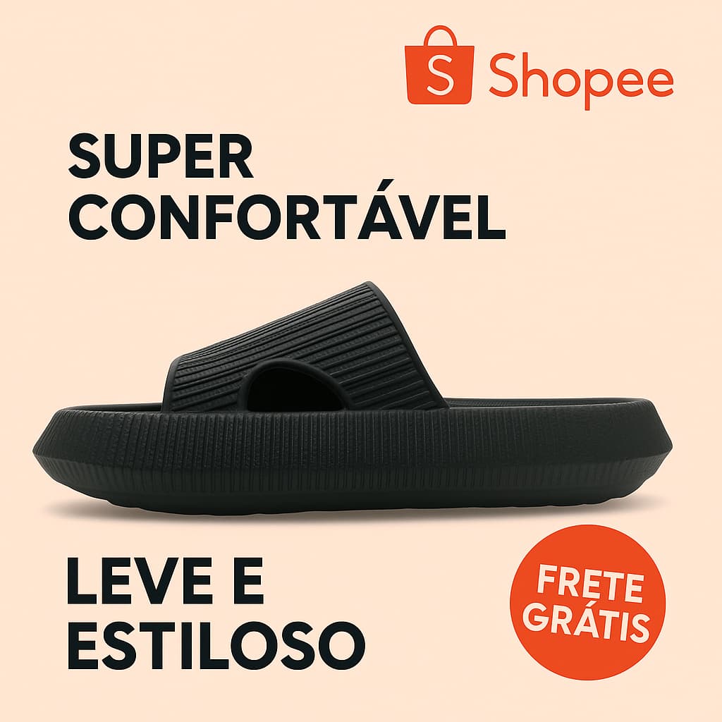 By Feet Nuvem Chinelo Leve E Confortável Preto