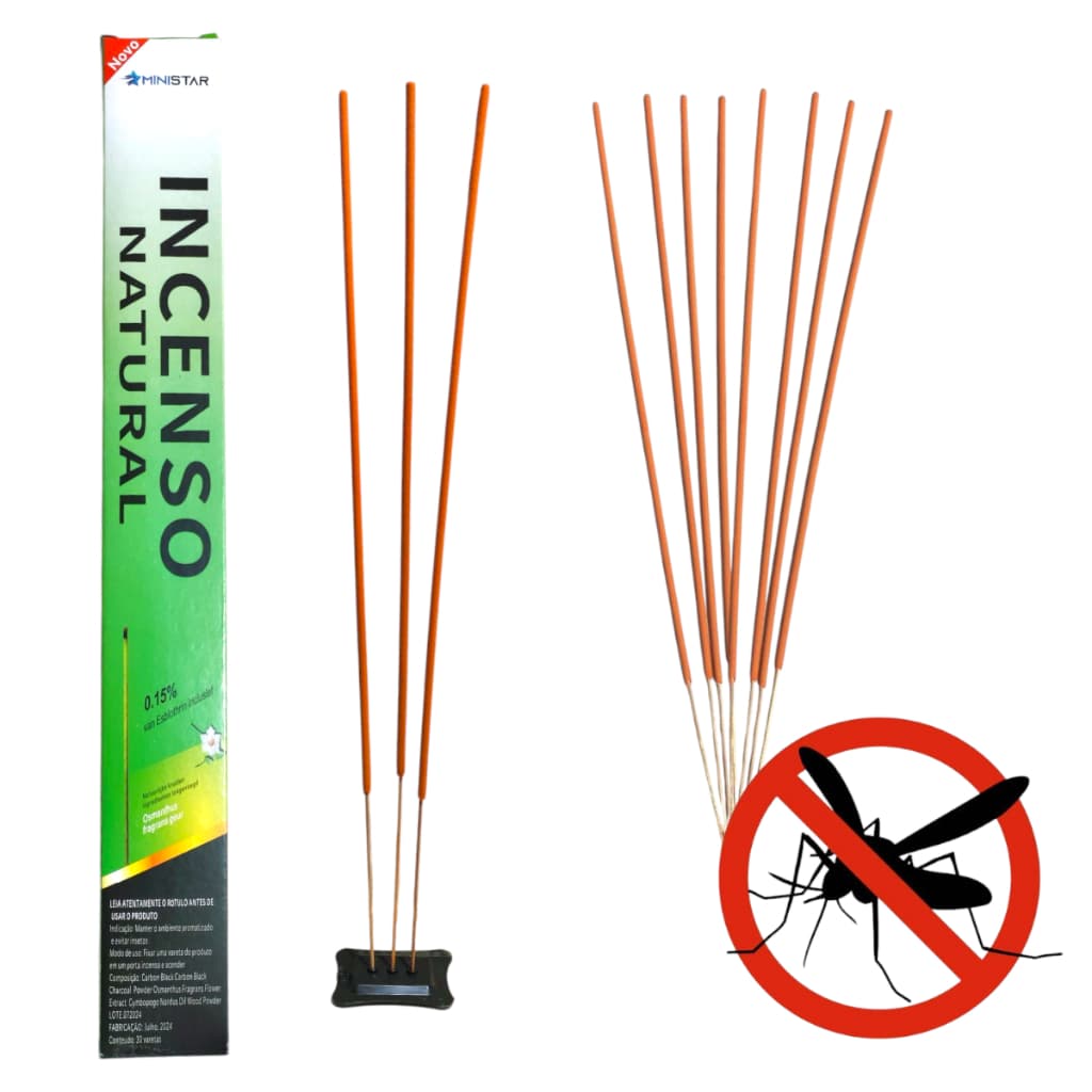 Incenso Mata Mosquito Original 30 Varetas Suporte Odor Agradável Repele Insetos