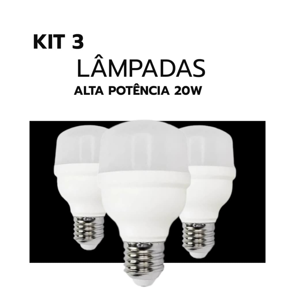 Kit 3 Lâmpadas Alta Potência Led BR 20W