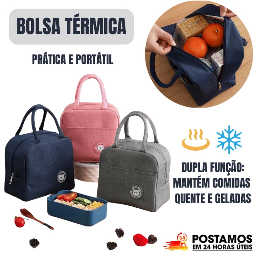 Bolsa Térmica Portátil Lancheira Com Isolamento Térmico Para Marmita Viagem Lanche Academia