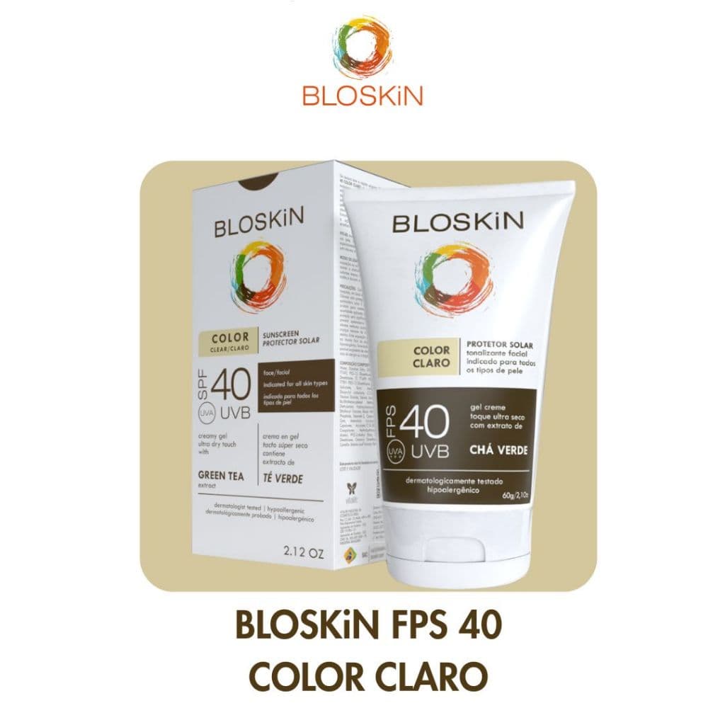 Bloskin Protetor Solar com Cor FPS 40 Claro 60g Alta Proteção