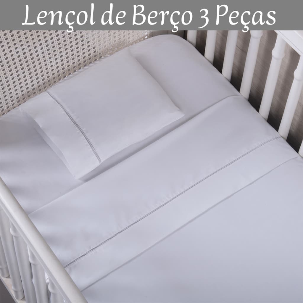 Jogo de Lençol de Berço Americano 3 Peças