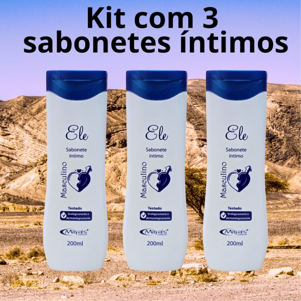 Kit 3 Sabonetes Líquidos Intimo MASCULINO Controle De Ph 200ml