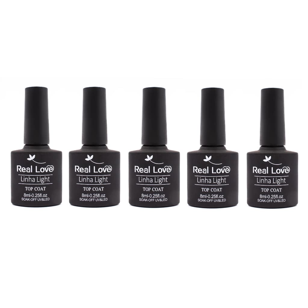 Kit 5 Top Coat Para Unhas Linha Light 8ml - Real Love