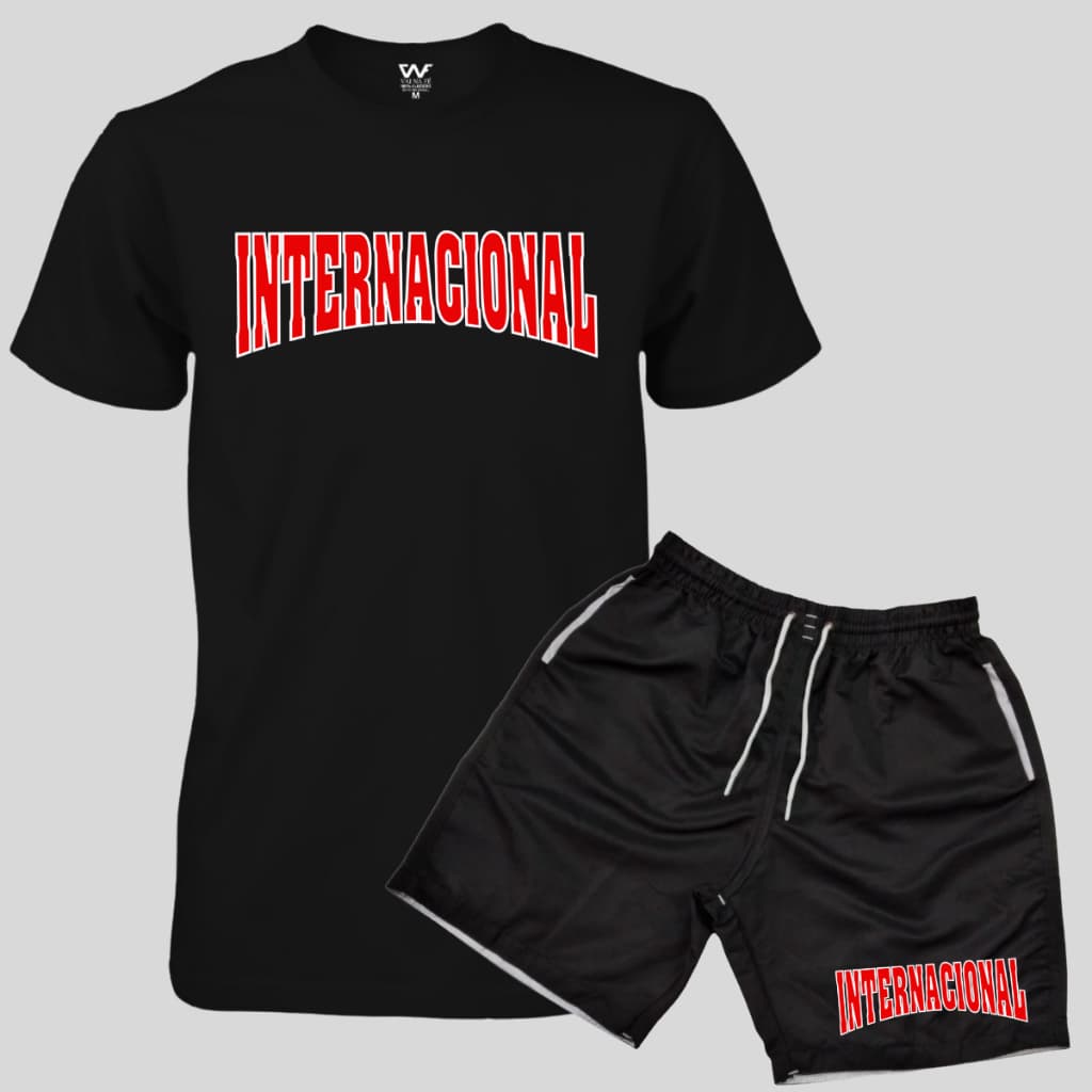 Conjunto Bermuda Tactel Masculina + Camiseta Personalizada Inter Adulto Ou Infantil Lançamento