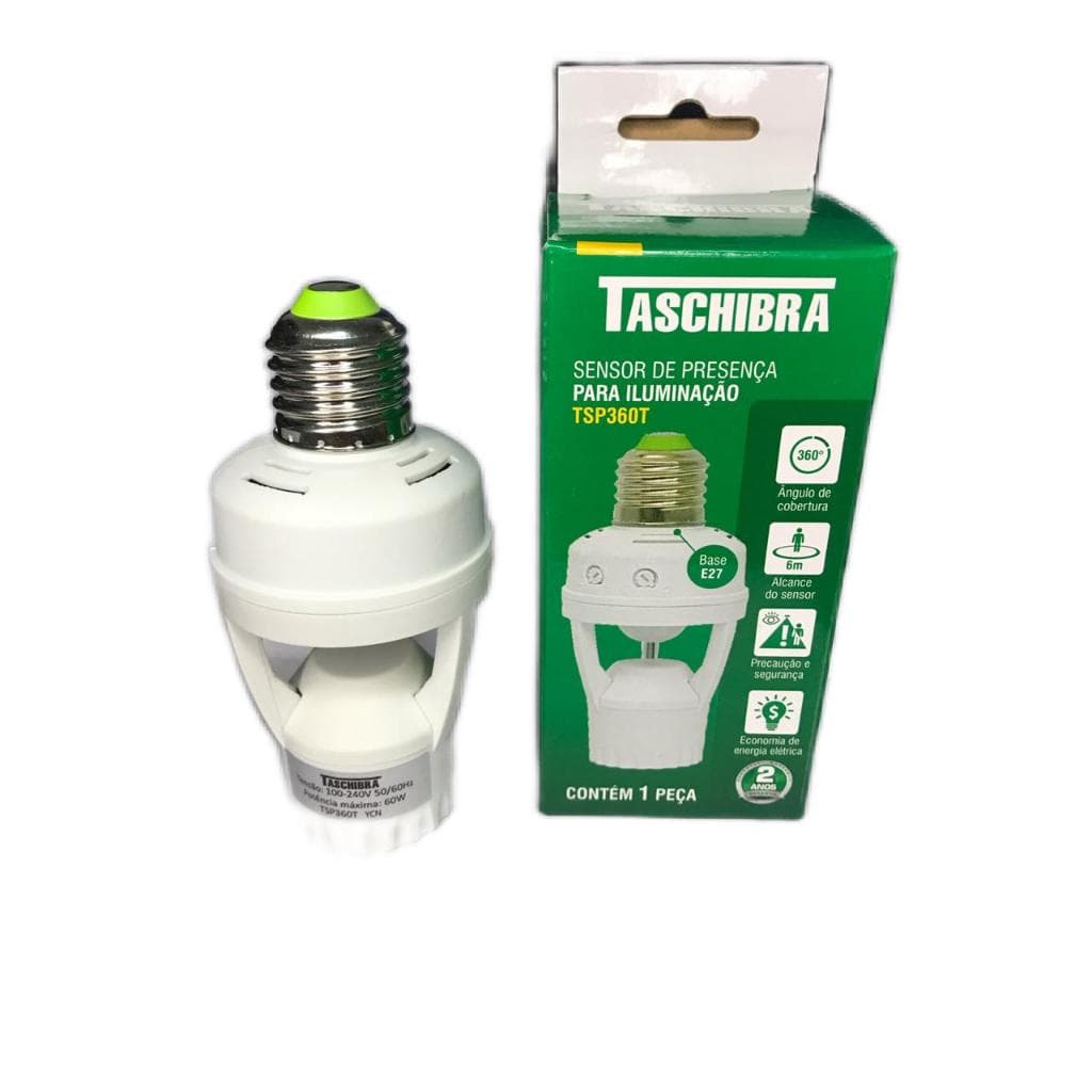Sensor de Presença Soquete Iluminação Taschibra TSP360T